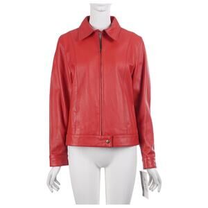 NWT RANDOLPH DUKE Vtg Women Leather Jacket 4 Red Moto Biker Full Zip Long Sleeve